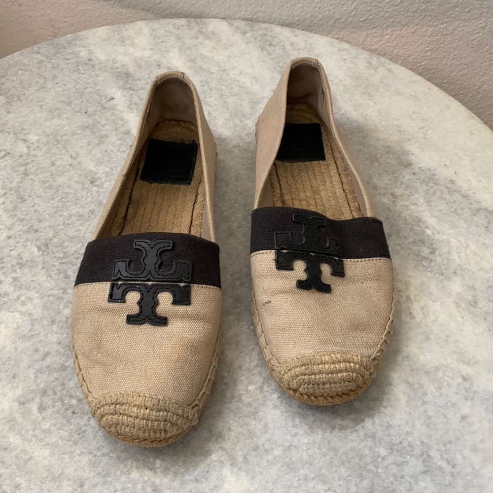 tory burch espadrille - tan and black